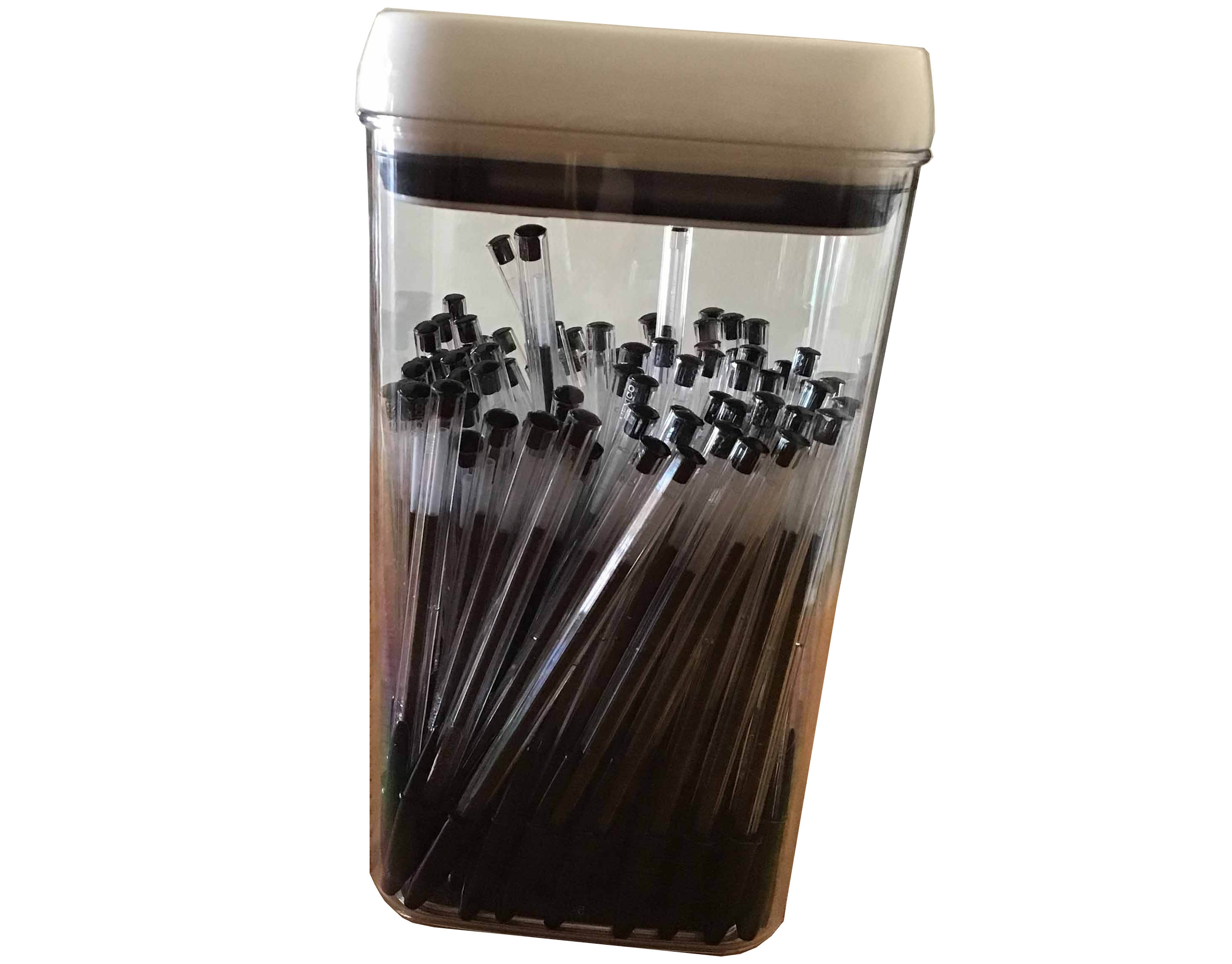 pens (100 black ink pens in container)