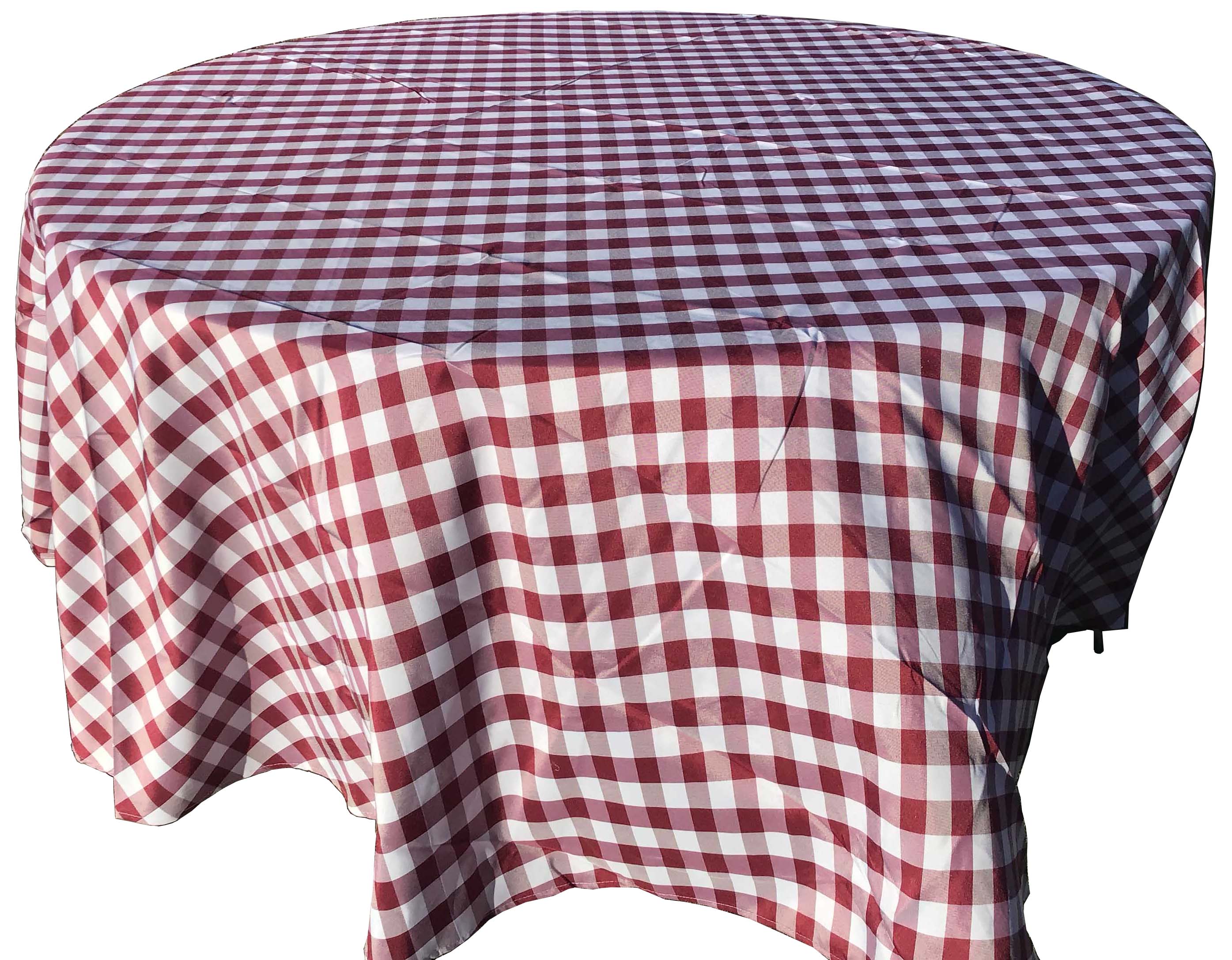 round tablecloths (white/burgundy buffalo plaid checkered gingham) - 108