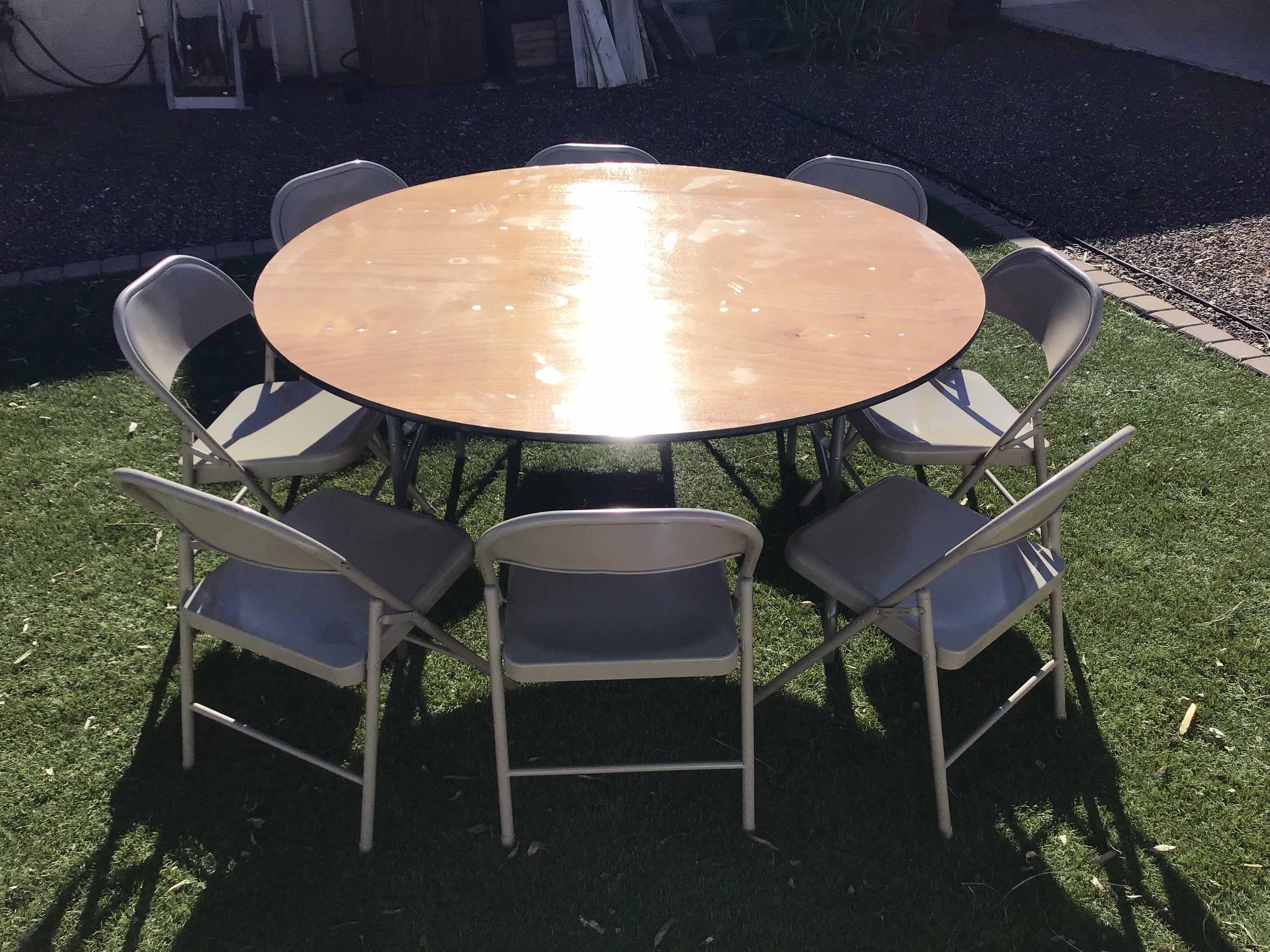 5 foot round tables (wood top)