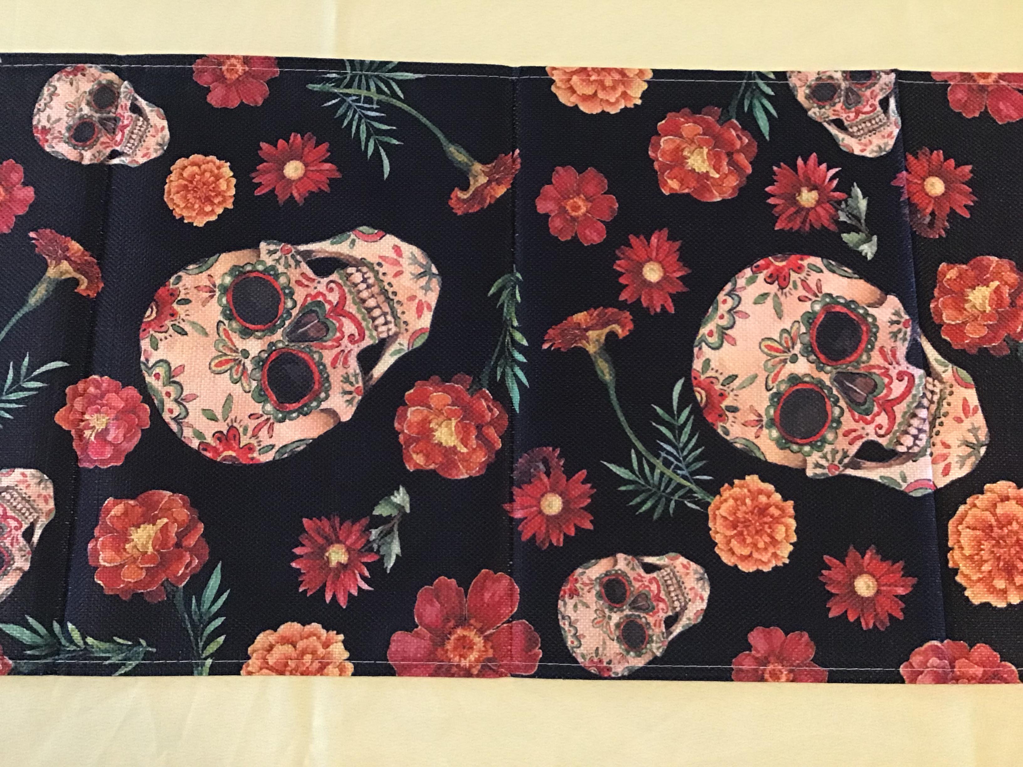 table runners (Dia De Los Muertos, sugar skulls and marigolds) - 13 x 108