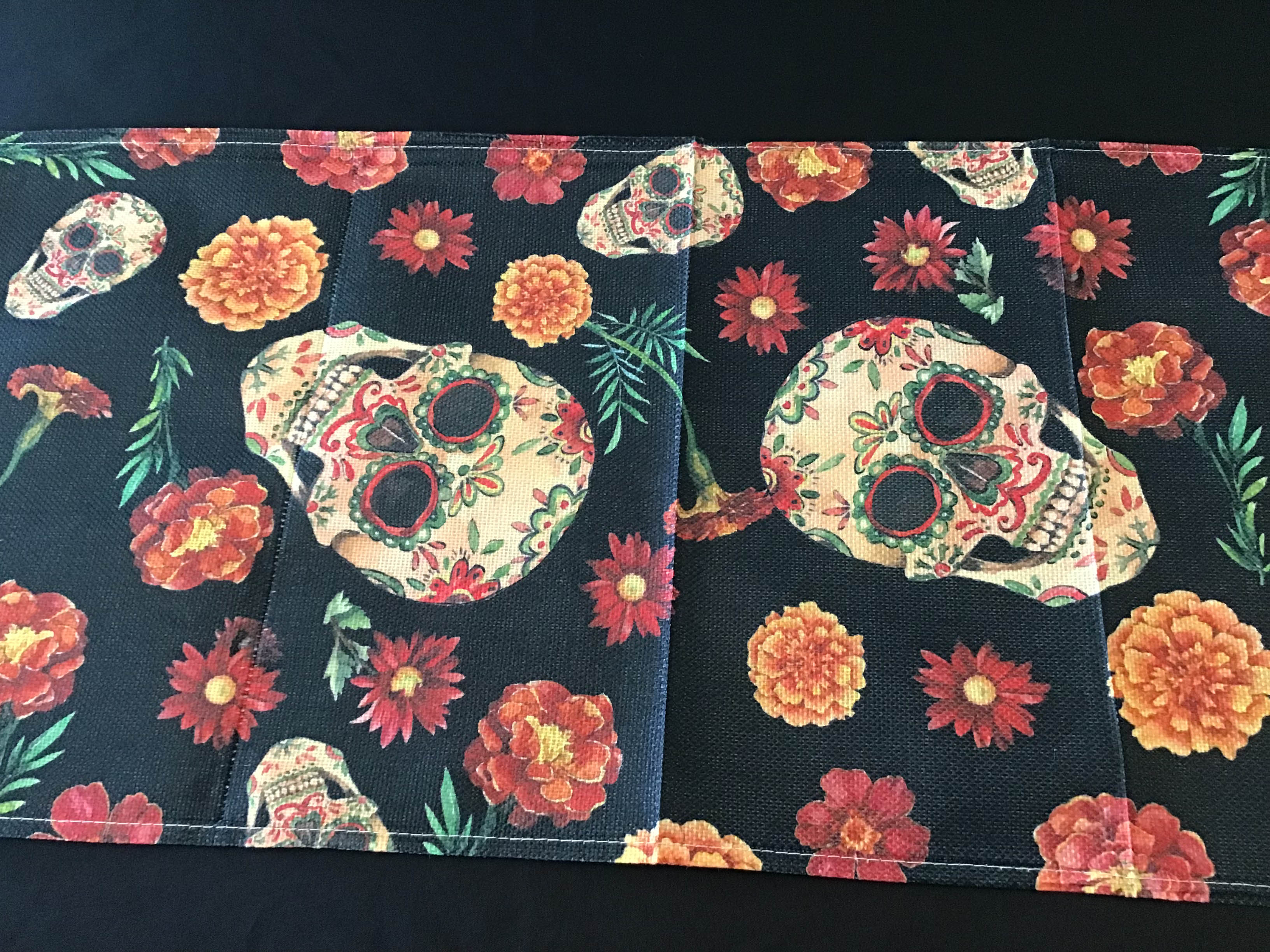 table runners (Dia De Los Muertos, sugar skulls and marigolds) - 13 x 120