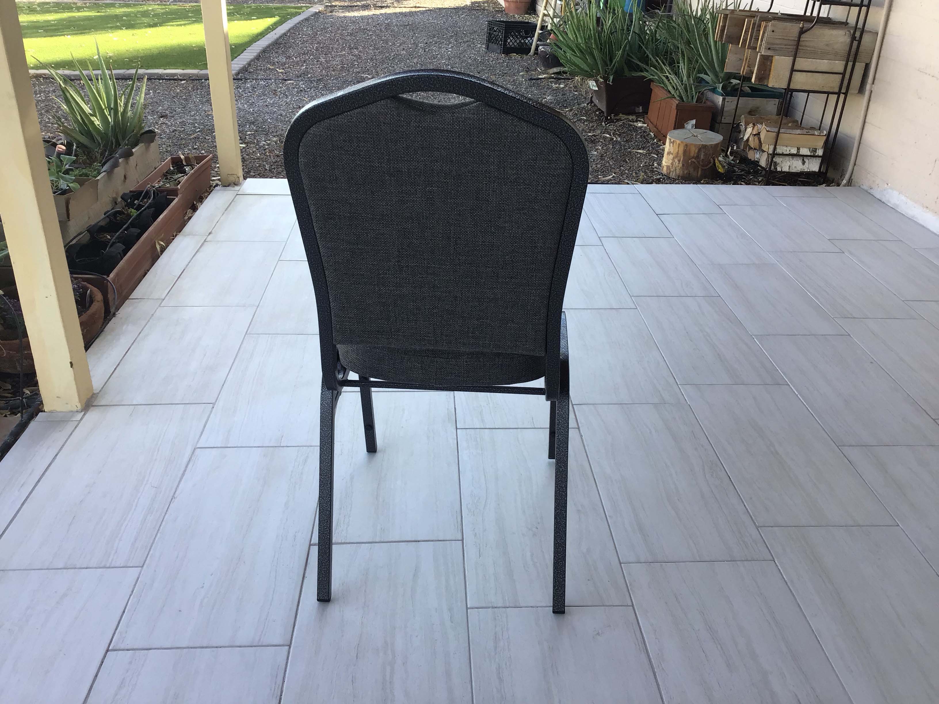 banquet chairs (premium crown back w/padded seats/backs, charcoal gray fabric)