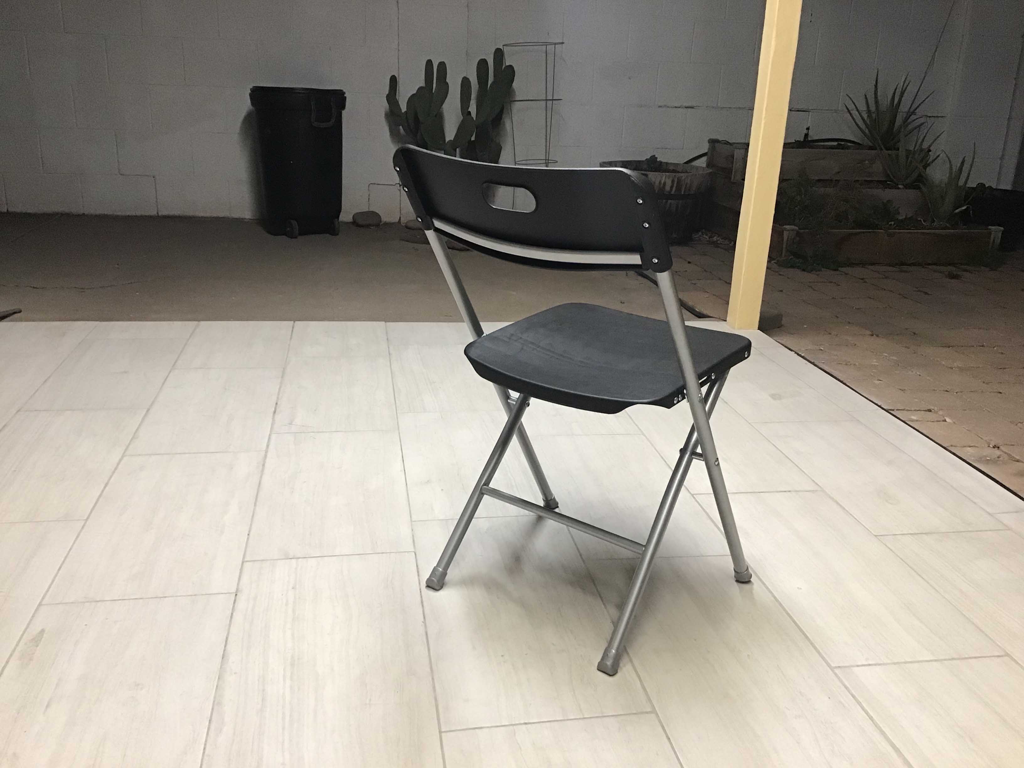 folding chairs (black resin w/silver steel frame)