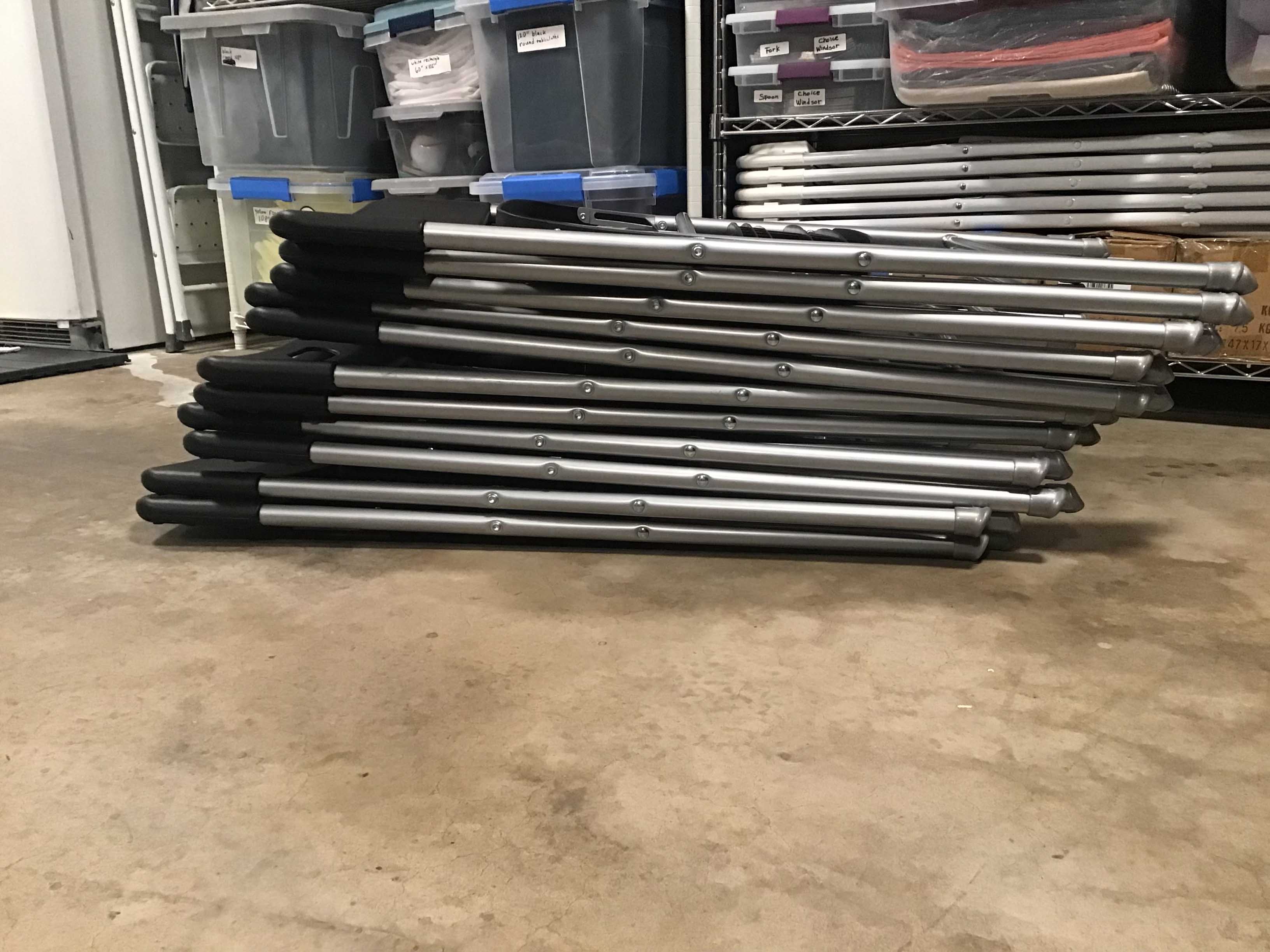 folding chairs (black resin w/silver steel frame)