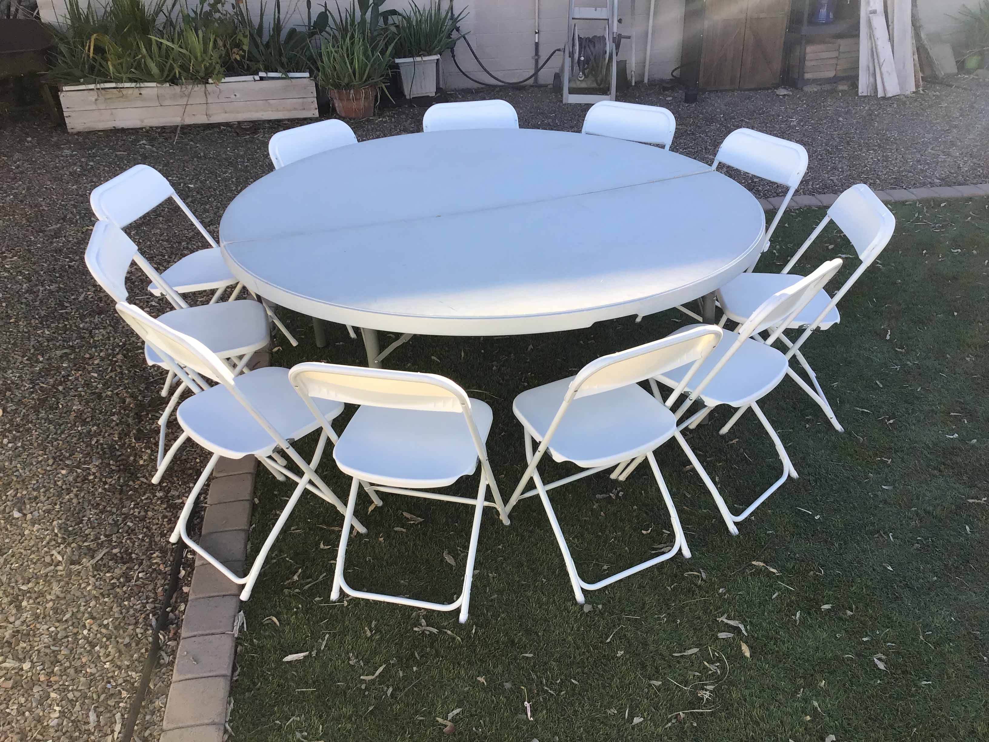 5 foot, 9 inch round tables (bifold)