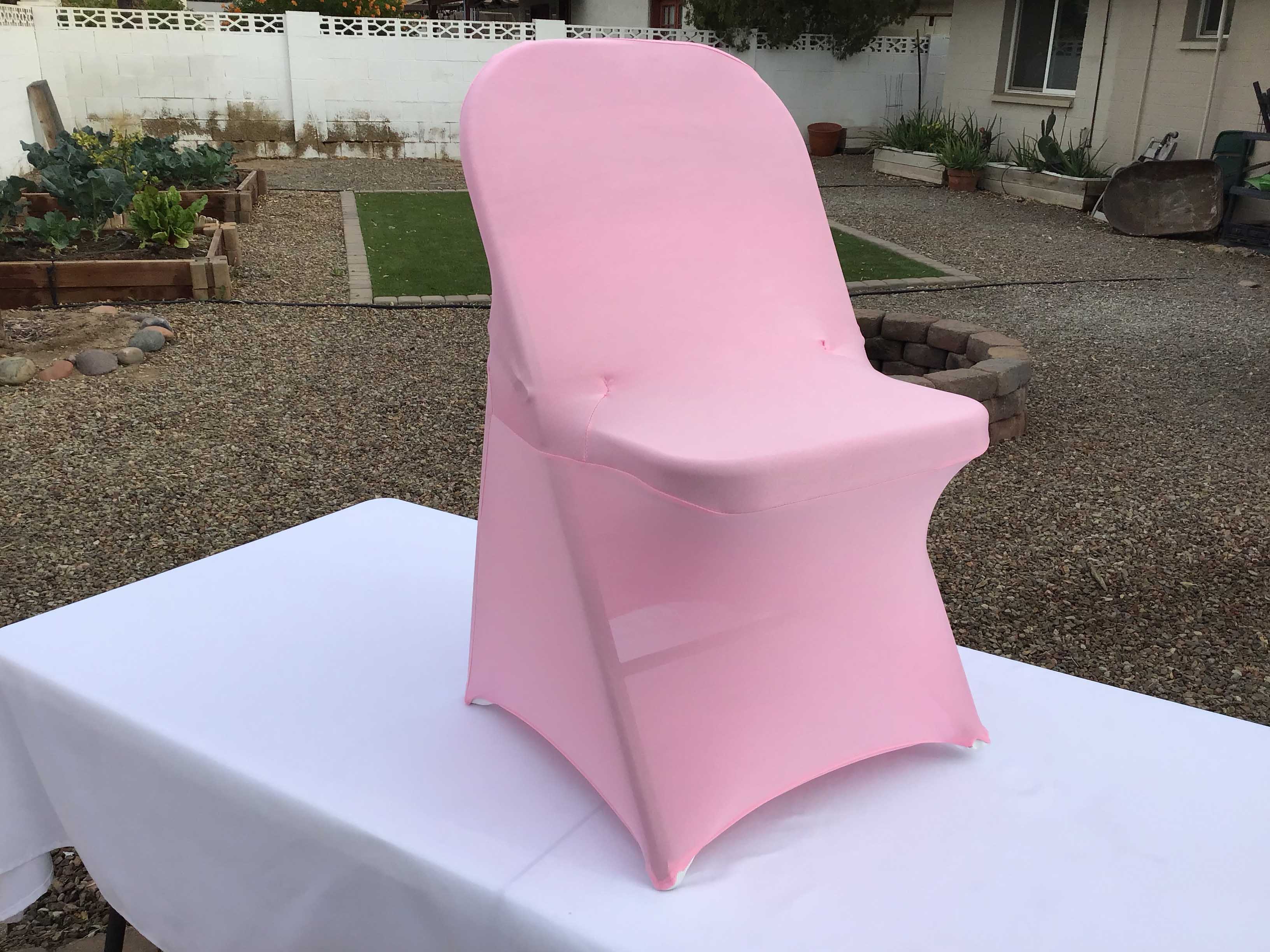 spandex stretch-fitted slip-on chair covers (pink)