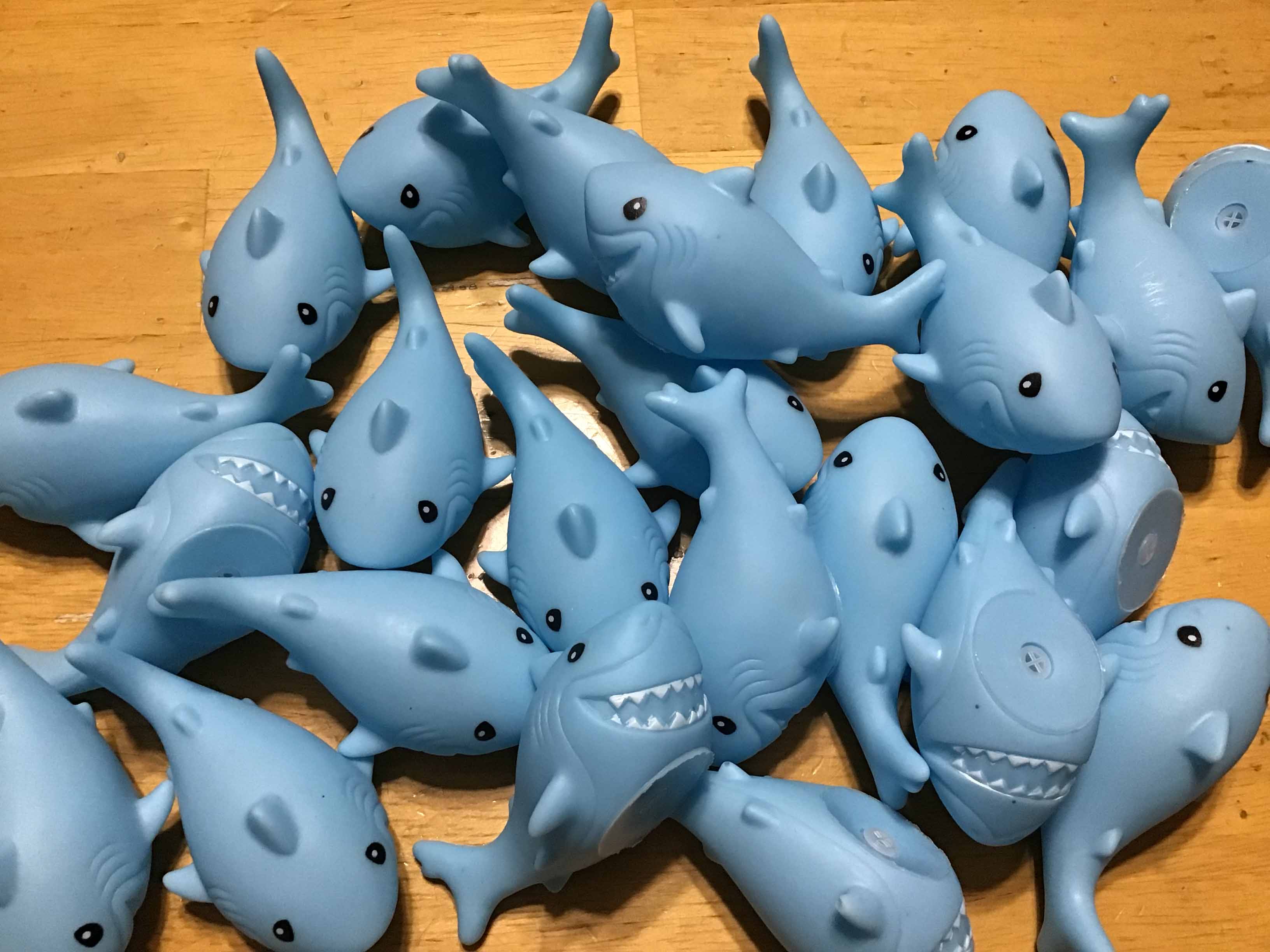 rubber sharks (mini floating bathtub toy)
