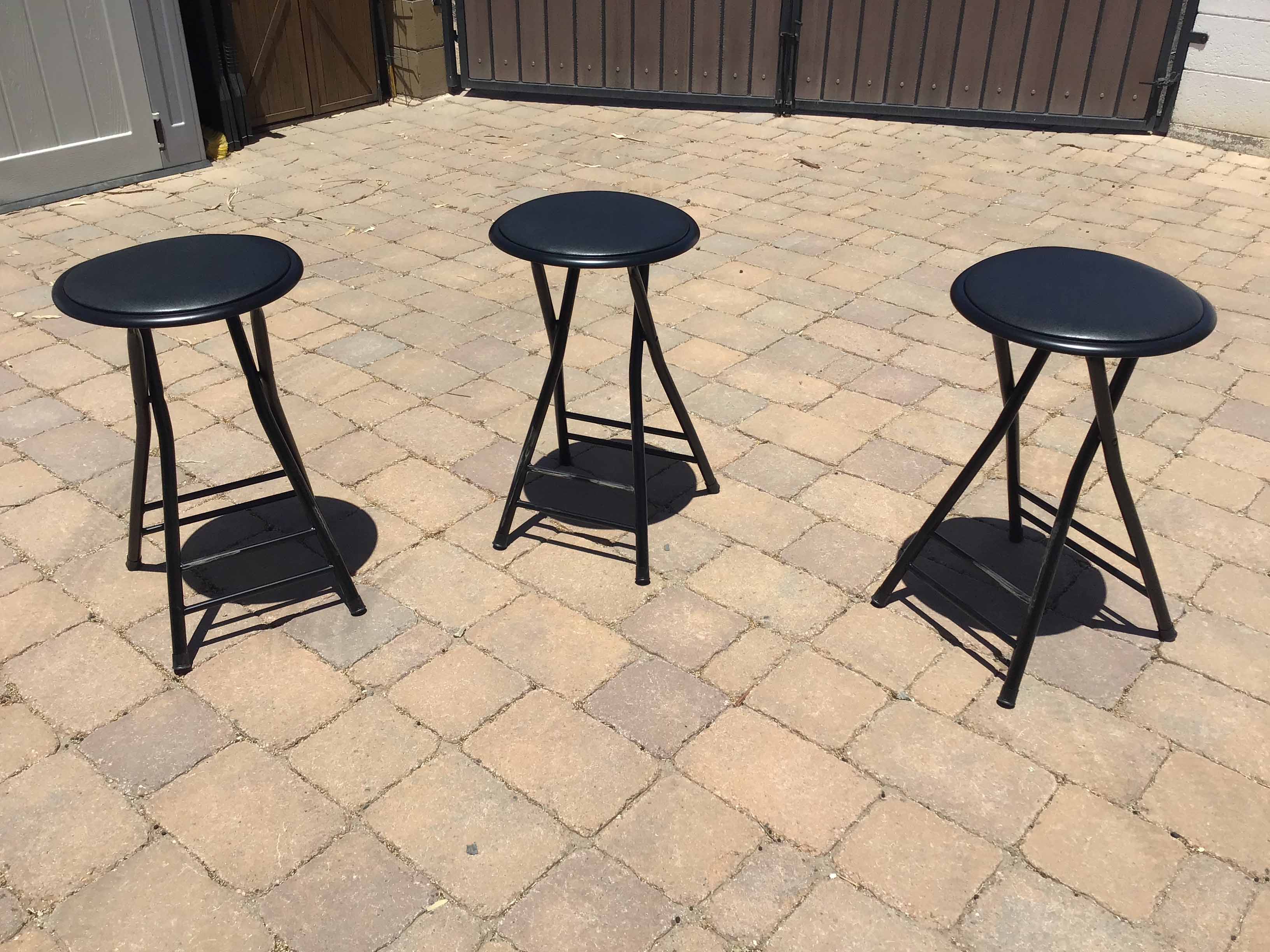 folding bar stools (black, padded) - 24 high