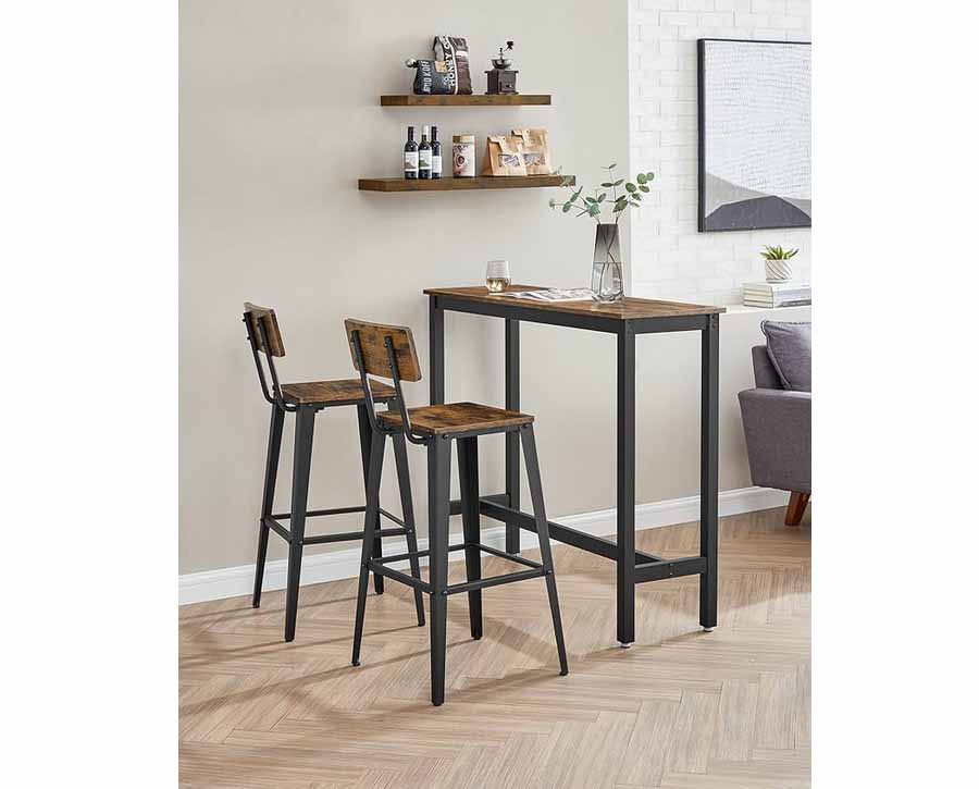 bar stools (rustic brown and ink black, w/backrest) - 29.1 seat height