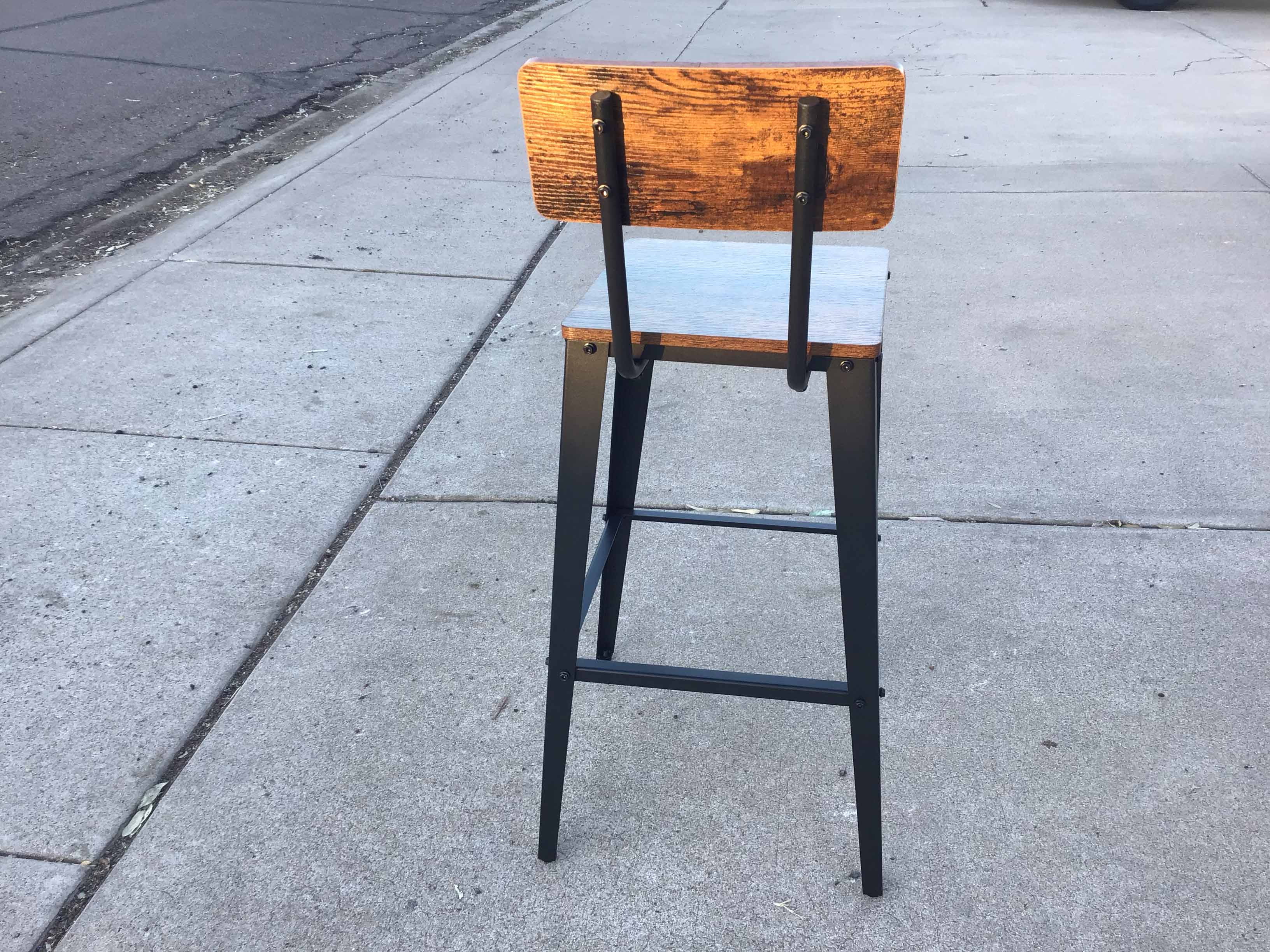 bar stools (rustic brown and ink black, w/backrest) - 29.1 seat height