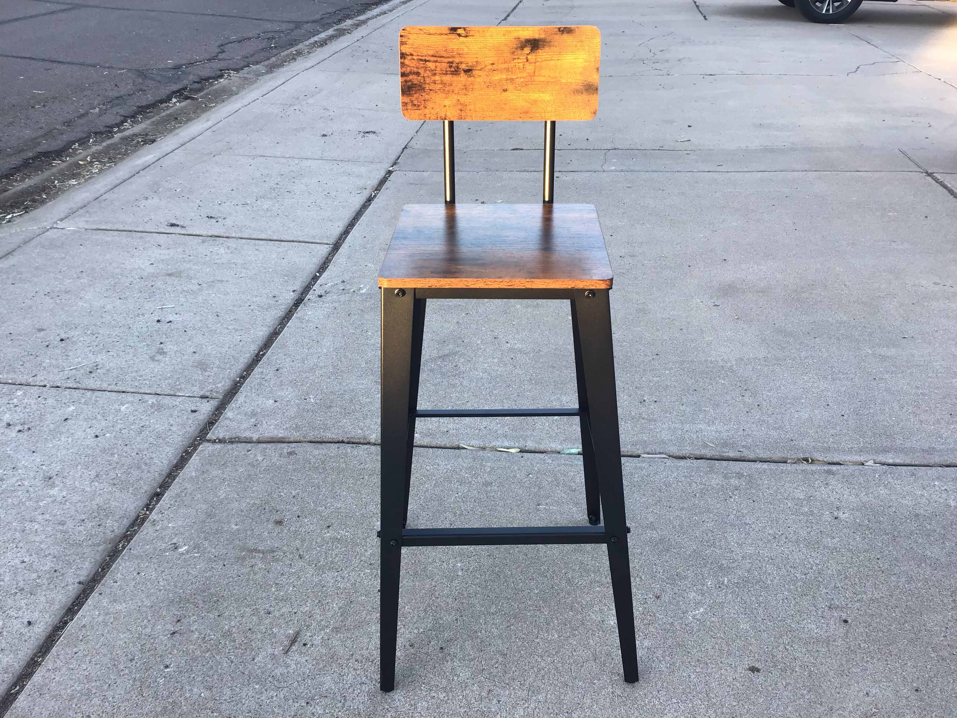 bar stools (rustic brown and ink black, w/backrest) - 29.1 seat height