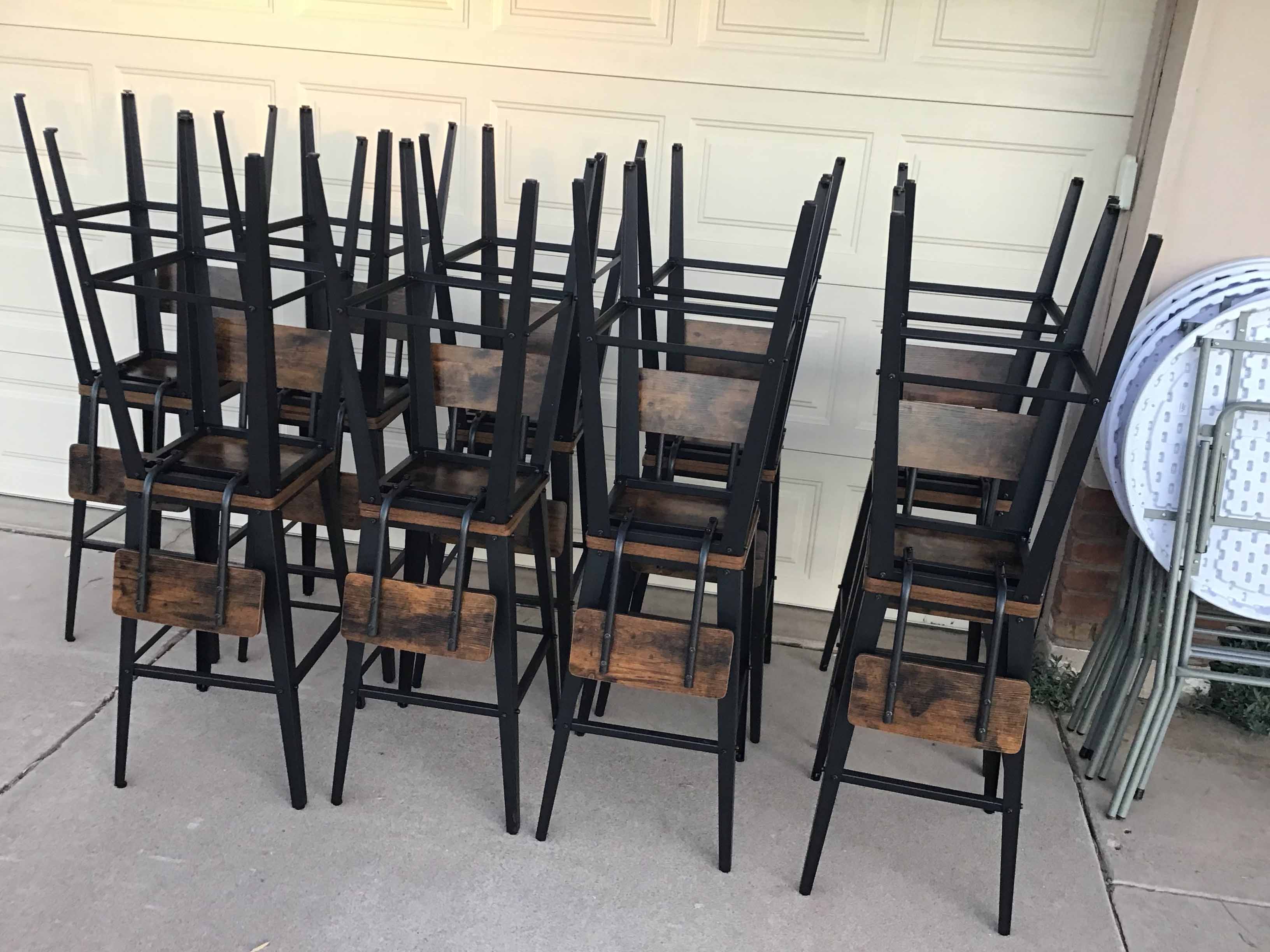 bar stools (rustic brown and ink black, w/backrest) - 29.1 seat height