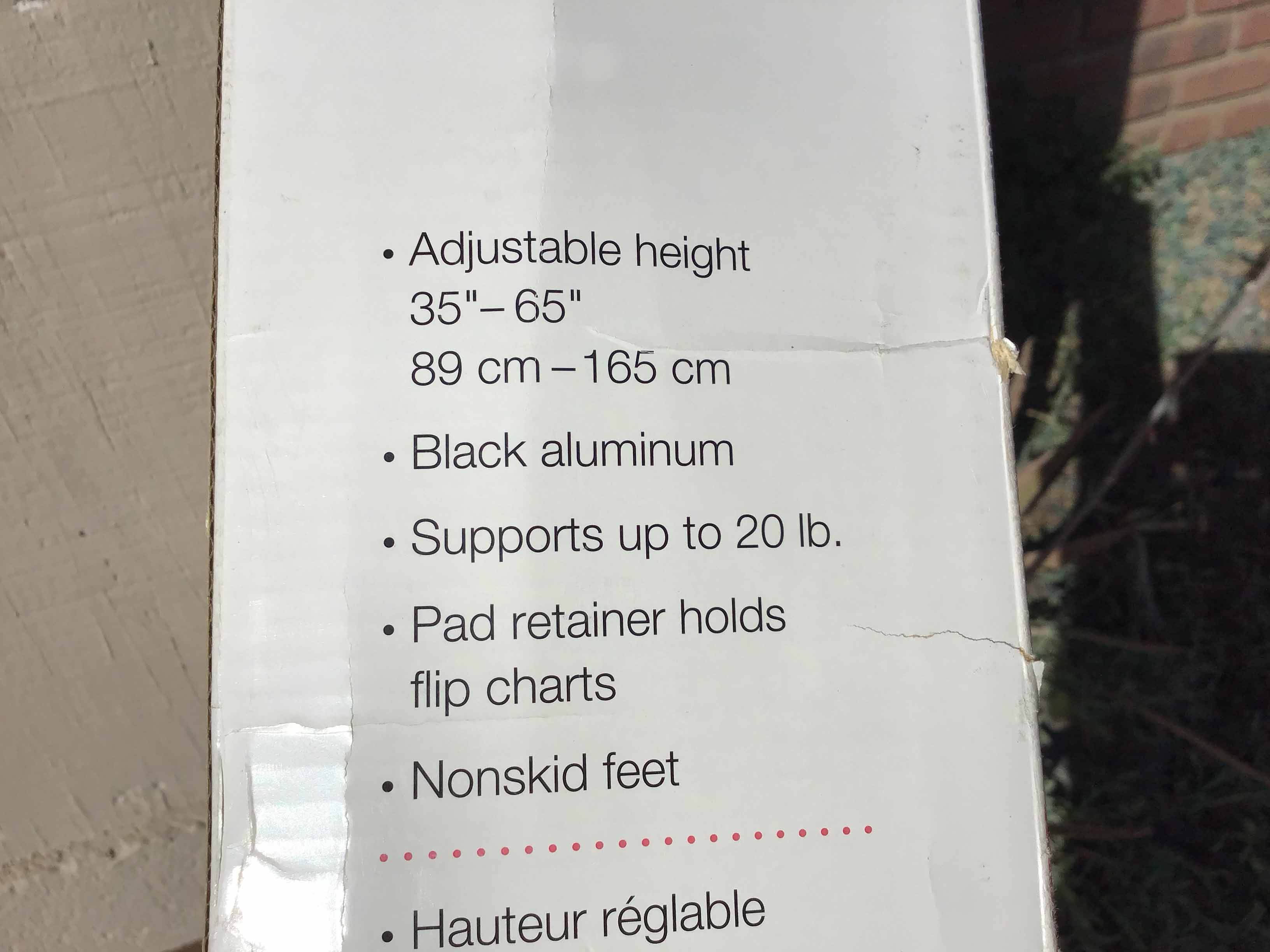 easel with pad retainer (black aluminum) - 35 to 65