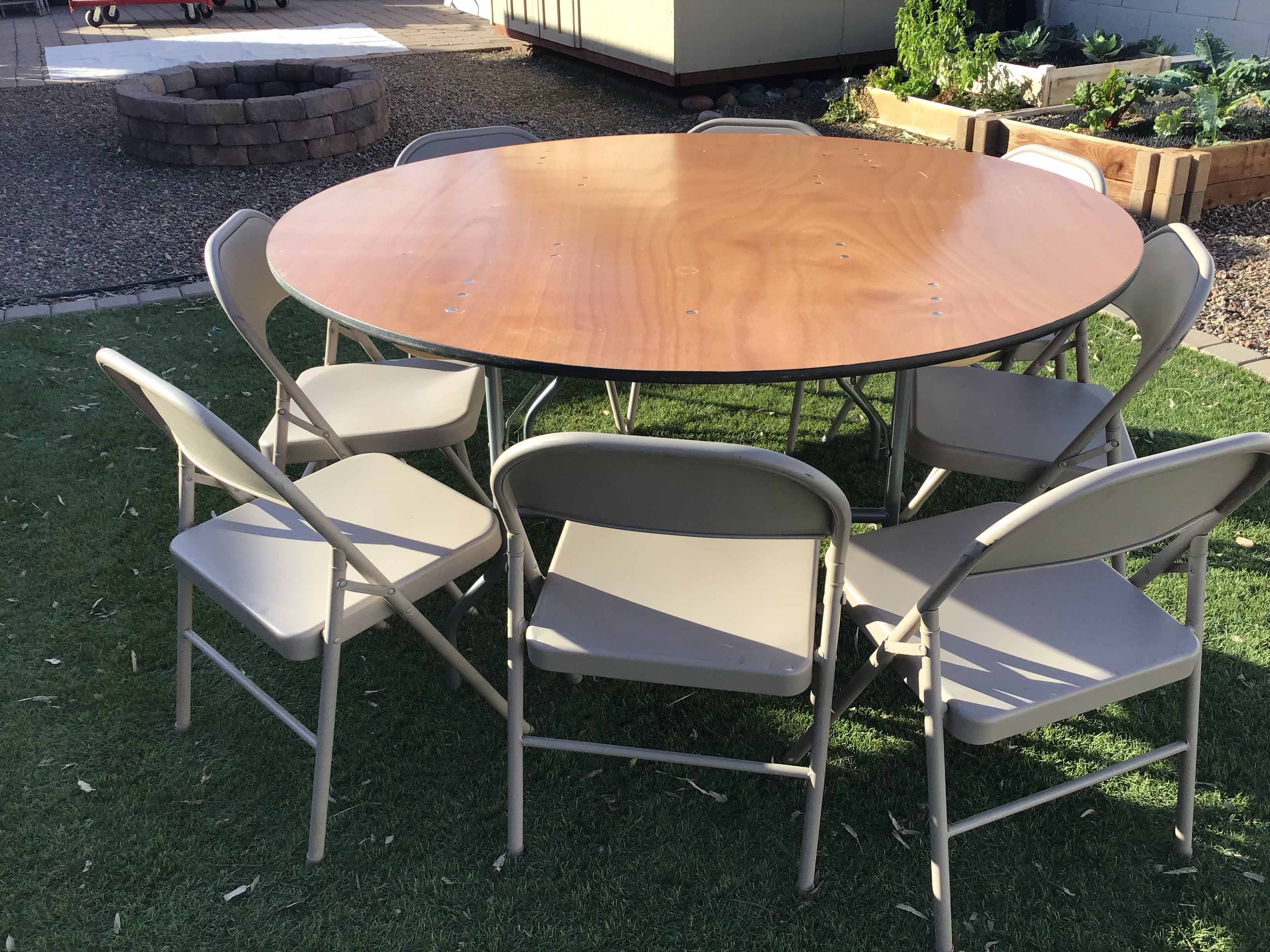 5 foot round tables (wood top)