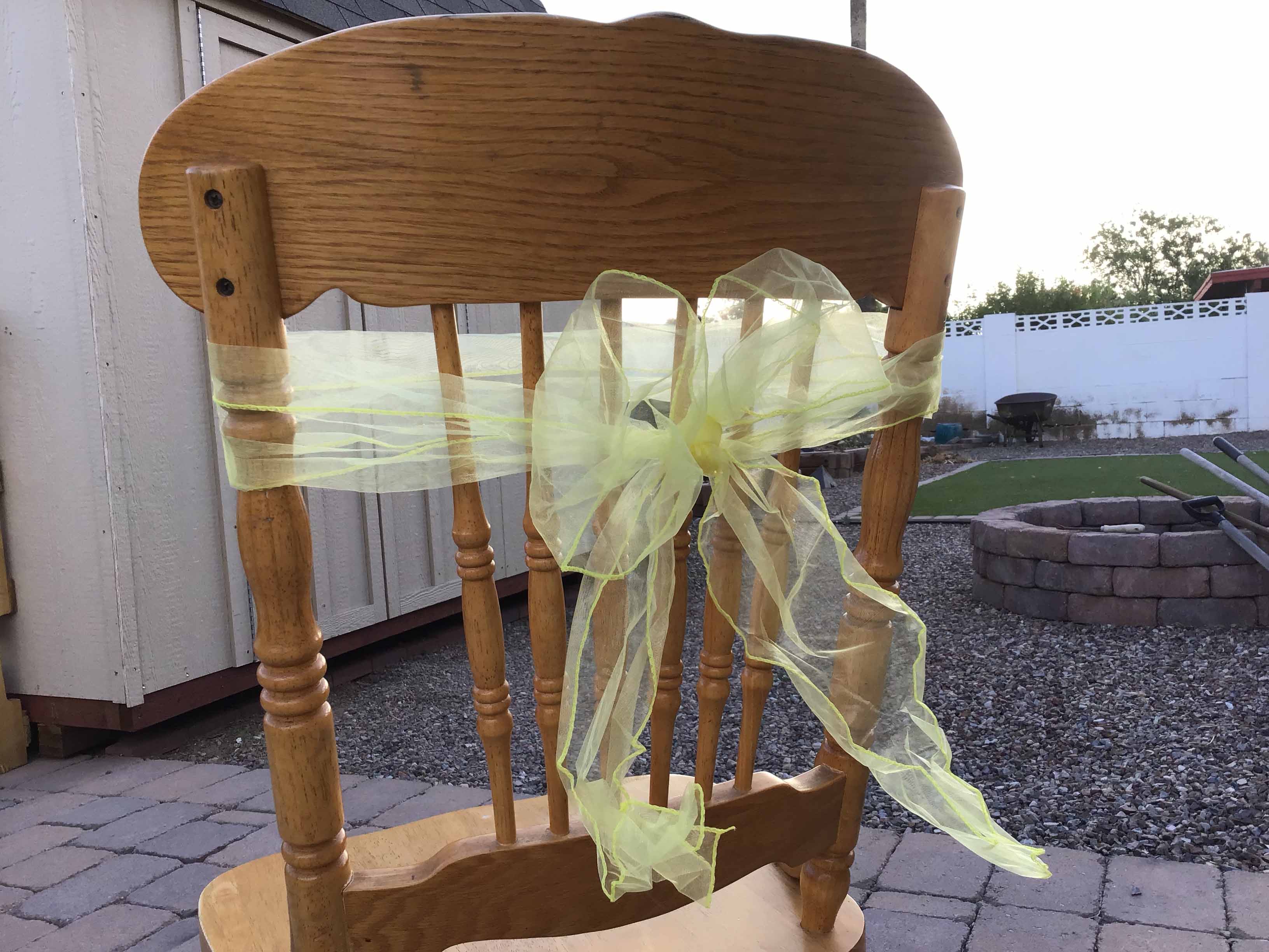 tote with 99 yellow organza chair sashes - 6 x 102
