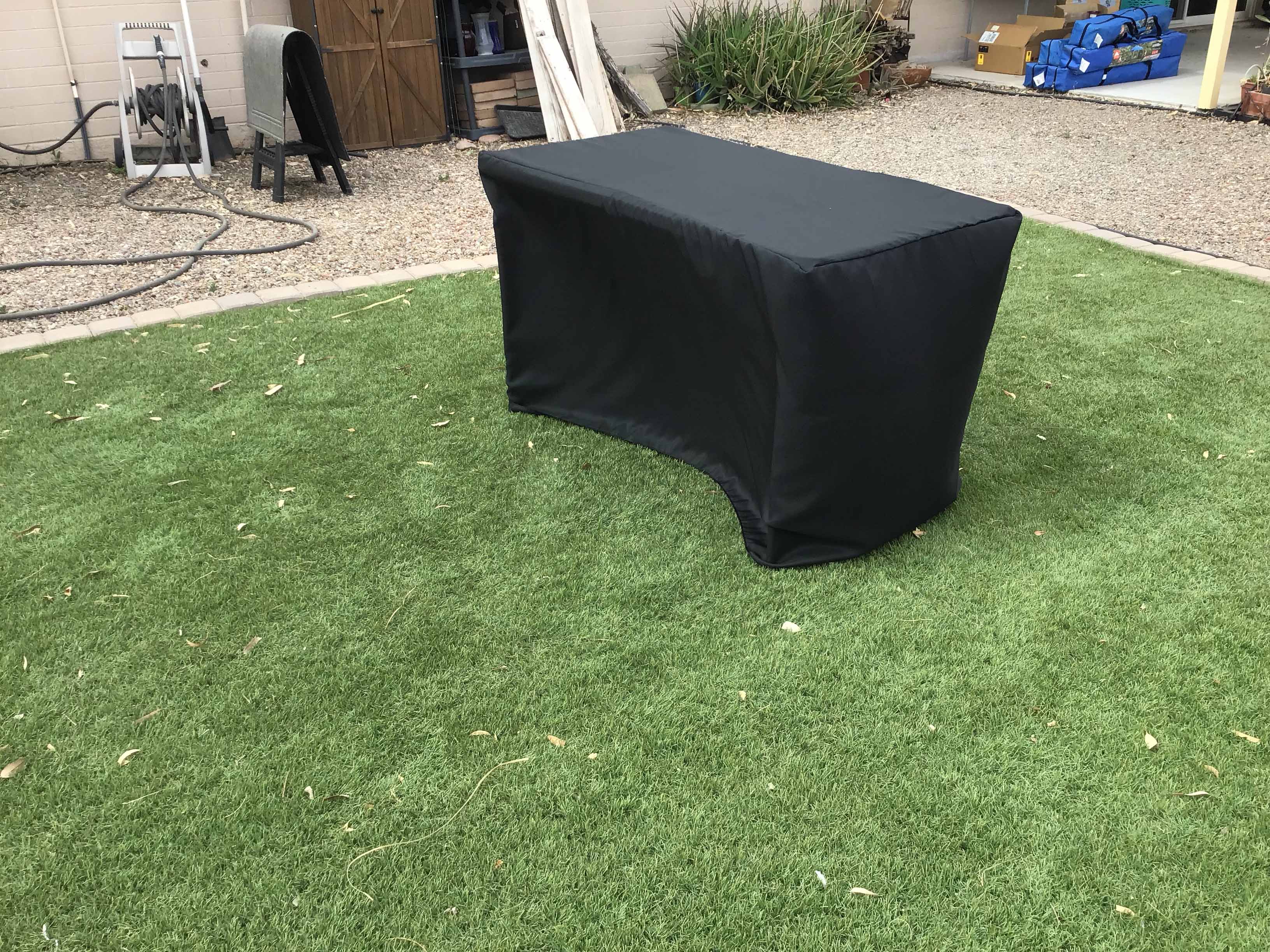 fitted polyester tablecloth for 4-foot rectangle tables (black)
