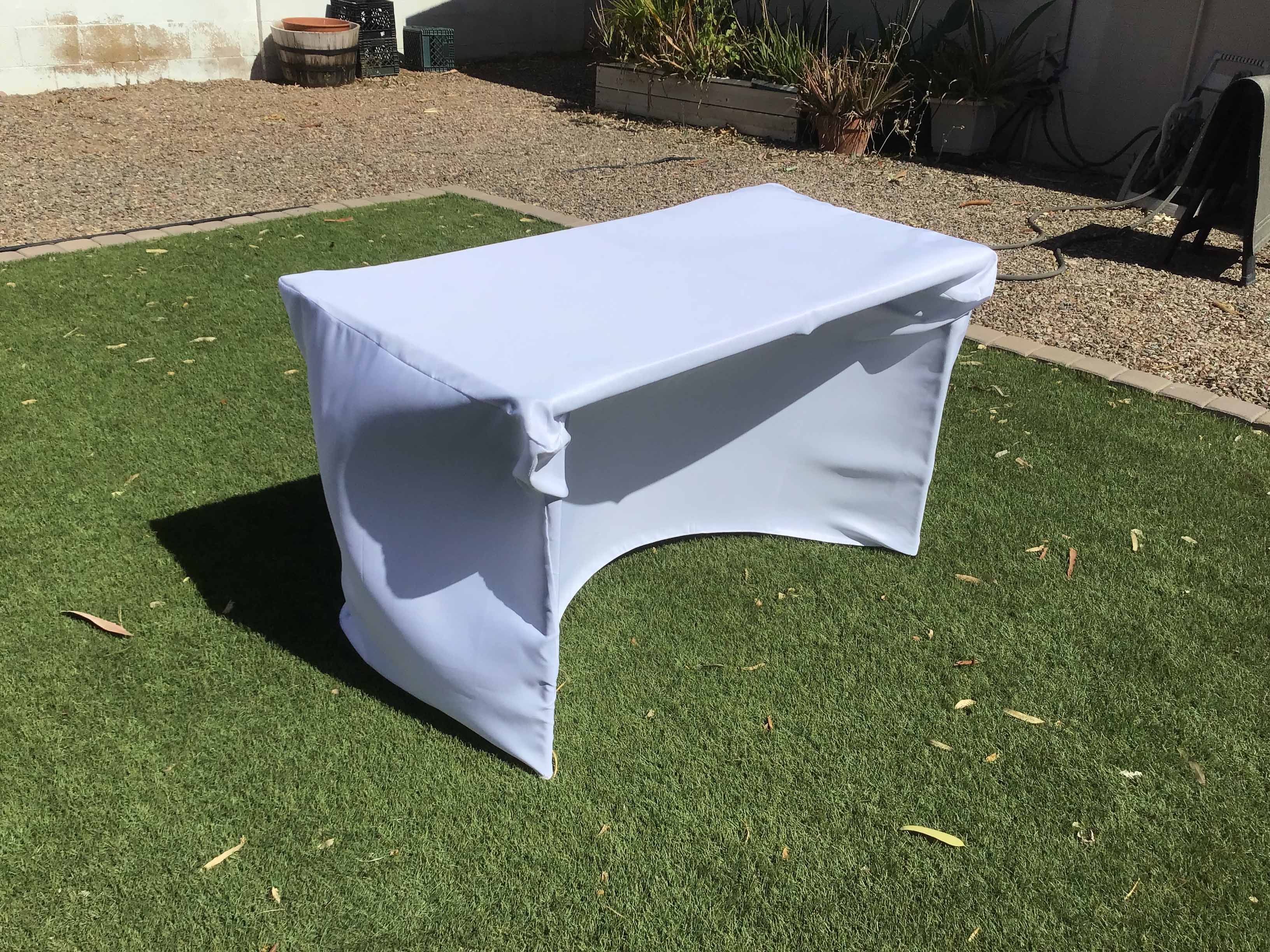 fitted polyester tablecloth for 4-foot rectangle tables (white)
