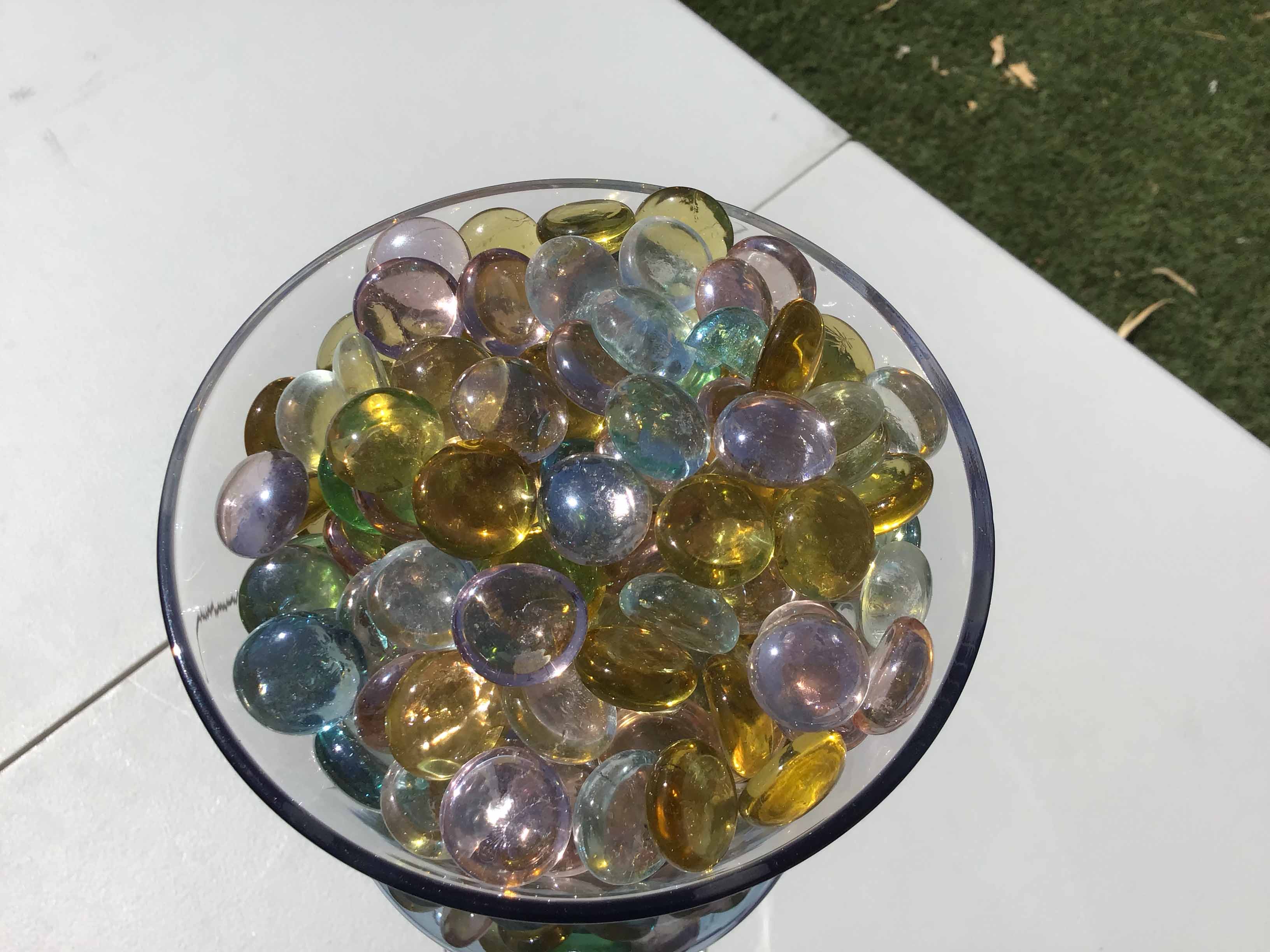 decorative gems (5 bags of different-colored glass gems)