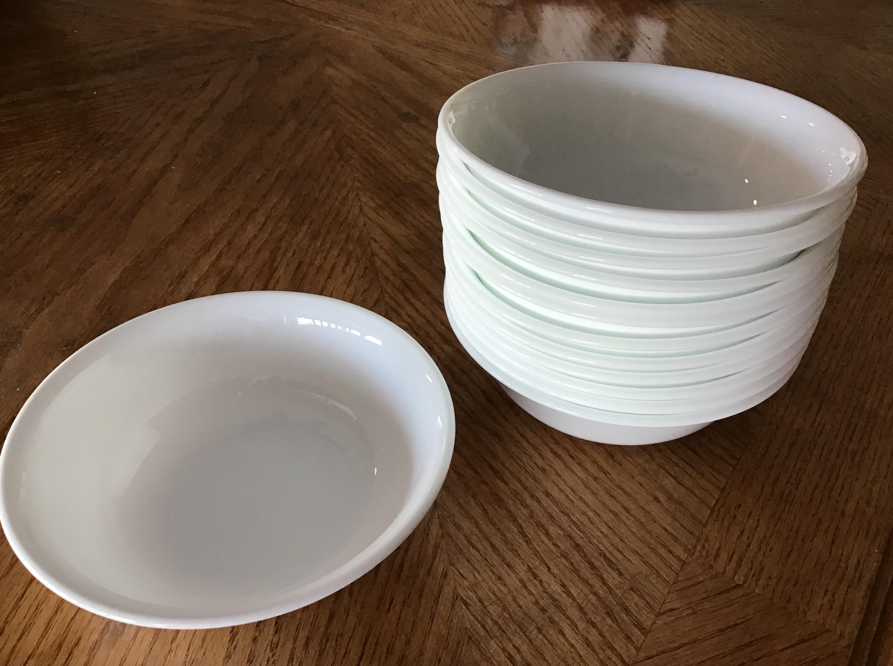 glass bowls (white, Corelle Vitrelle) - 6 1/4