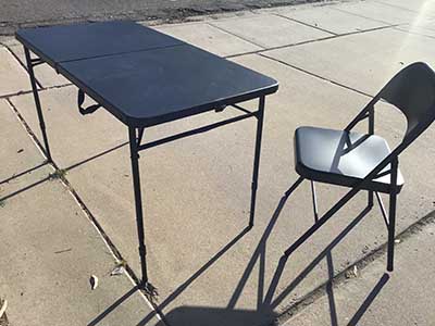 4 foot rectangle tables (adjustable heights)