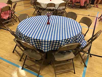 round tablecloths (white/blue buffalo plaid checkered gingham) - 108