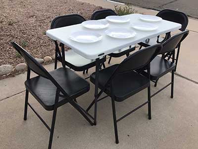 4 foot rectangle tables (adjustable heights)