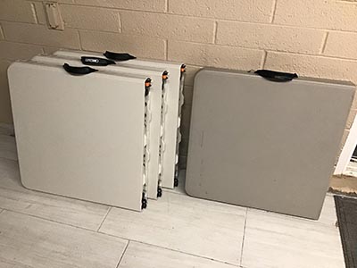 4 foot rectangle tables (adjustable heights)