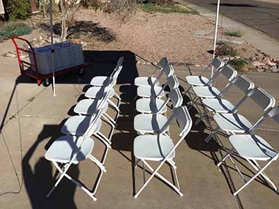 folding chairs (resin w/steel frame, white)