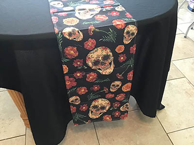 table runners (Dia De Los Muertos, sugar skulls and marigolds) - 13 x 120