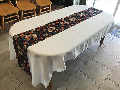 table runners (Dia De Los Muertos, sugar skulls and marigolds) - 13 x 120