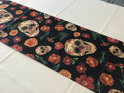 table runners (Dia De Los Muertos, sugar skulls and marigolds) - 13 x 120