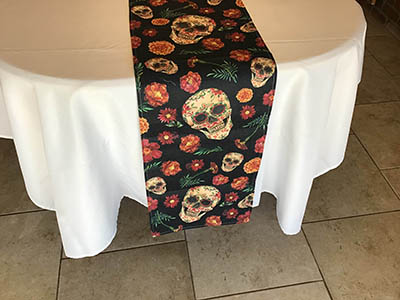 table runners (Dia De Los Muertos, sugar skulls and marigolds) - 13 x 120