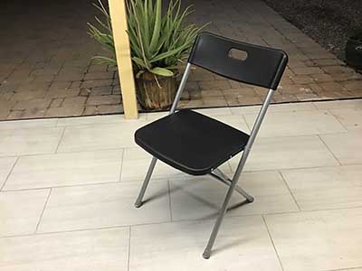 folding chairs (black resin w/silver steel frame)