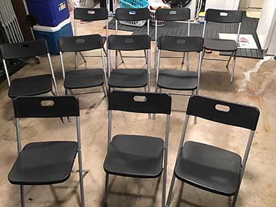 folding chairs (black resin w/silver steel frame)
