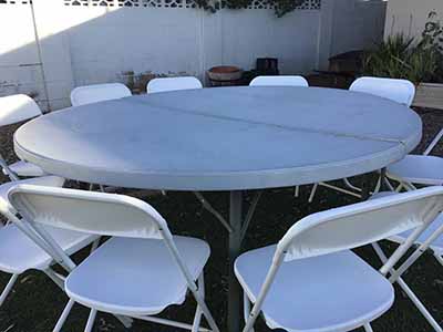 5 foot, 9 inch round tables (bifold)