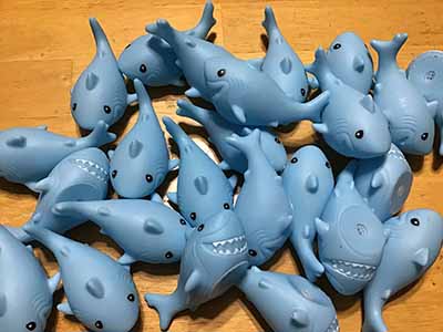 rubber sharks (mini floating bathtub toy)