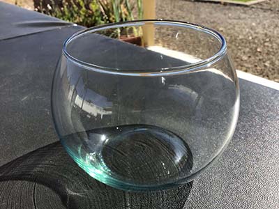 glass fish bowl vase (3.3 x 2.8 x 3.5)
