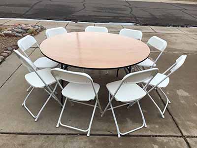 5 foot round tables (wood top)