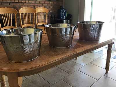 silver metal party tub