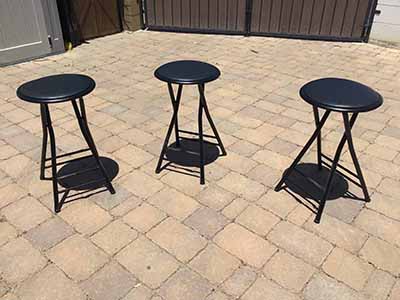 folding bar stools (black, padded) - 24 high