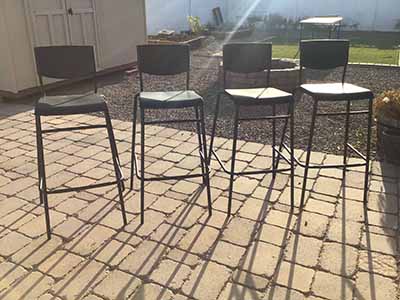 bar stools (steel/plastic, black, with backrest) - 30 seat height