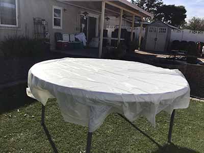 round tablecloth (white, disposable, plastic) - 84