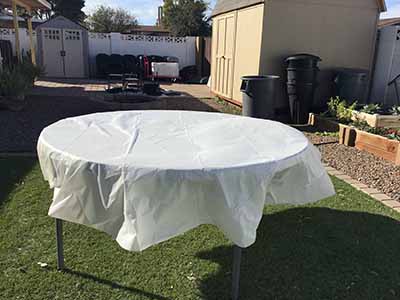 round tablecloth (white, disposable, plastic) - 84