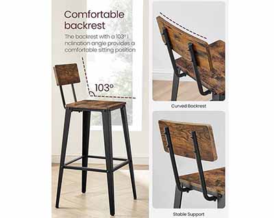 bar stools (rustic brown and ink black, w/backrest) - 29.1 seat height