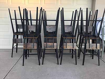 bar stools (rustic brown and ink black, w/backrest) - 29.1 seat height