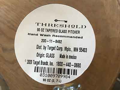 glass water pitcher - 90 oz.