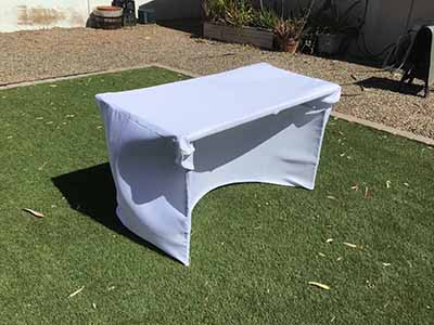 fitted polyester tablecloth for 4-foot rectangle tables (white)