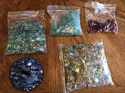 decorative gems (5 bags of different-colored glass gems)