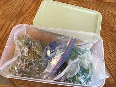 decorative gems (5 bags of different-colored glass gems)