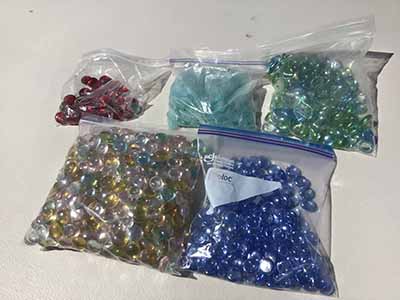 decorative gems (5 bags of different-colored glass gems)
